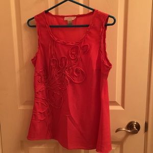 Sleeveless coral blouse